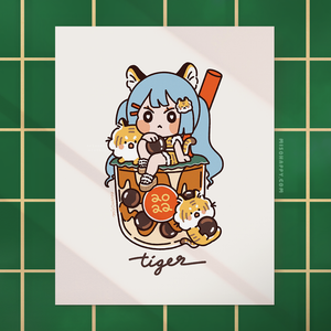 "Tiger Boba" Print