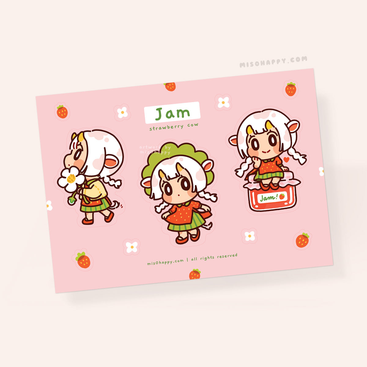 "Jam the Strawberry Cow" Sticker Sheet